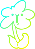 cold gradient line drawing of a cartoon flower png