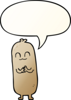 cartoon sausage with speech bubble in smooth gradient style png