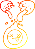 warm gradient line drawing of a cartoon cracked egg png