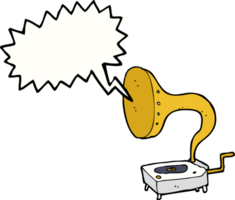 Cartoon-Grammophon mit Sprechblase png