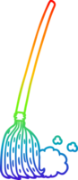 rainbow gradient line drawing of a cartoon broom sweeping png