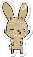 adesivo in difficoltà di un curioso cartone animato coniglietto png