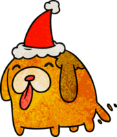 hand drawn christmas textured cartoon of kawaii dog png