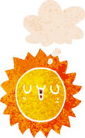 desenho animado Sol com pensamento bolha dentro grunge angustiado retro texturizado estilo png