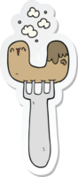 sticker of a cartoon sausage on fork png