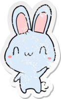 pegatina angustiada de un conejo de dibujos animados saludando png