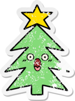 distressed sticker of a cute cartoon christmas tree png