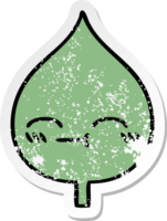 distressed sticker of a cute cartoon expressional leaf png