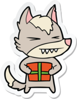 adesivo de um desenho animado de lobo de natal com raiva png