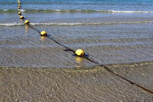 Sandy beach on the shores of the Mediterranean Sea in northern Israel. photo