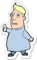 sticker van een cartoon nerveuze man met kaartjes png