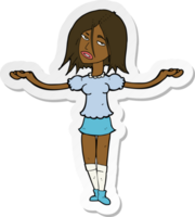 sticker of a cartoon woman shrugging shoulders png