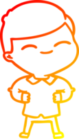 warm gradient line drawing of a cartoon smiling boy png