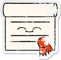 distressed sticker of a cute cartoon certificate png