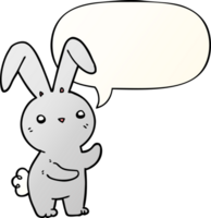 mignonne dessin animé lapin avec discours bulle dans lisse pente style png