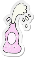 retro bedrövad klistermärke av en tecknad serie sprutande lotion flaska png
