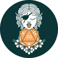 icon of elf rogue character with natural twenty dice roll png