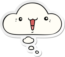 cute cartoon face with thought bubble as a printed sticker png