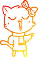 warm gradient line drawing of a cartoon cat png