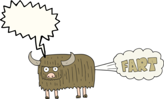 hand drawn speech bubble cartoon hairy cow farting png