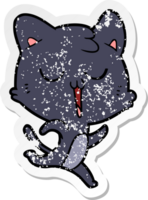 bedrövad klistermärke av en tecknad katt som sjunger png