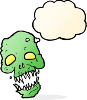 cartoon scary skull with thought bubble png