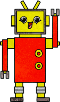 retro grunge texture cartoon of a robot png