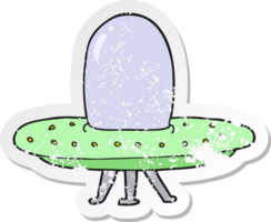 retro distressed sticker of a cartoon spaceship png