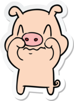 sticker of a nervous cartoon pig png