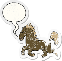 cartoon stallion with speech bubble distressed distressed old sticker png