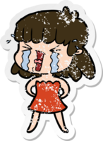 distressed sticker of a cartoon woman png