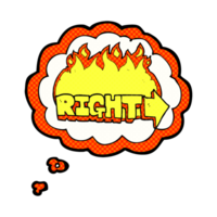 hand drawn thought bubble cartoon right symbol png