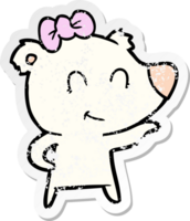 distressed sticker of a female polar bear cartoon png