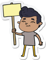 sticker of a happy cartoon man with sign png