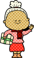 tecknad serie Lycklig gammal kvinna png