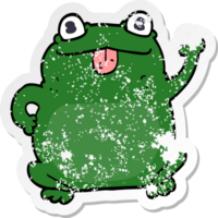 distressed sticker of a cartoon frog png
