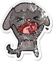 distressed sticker of a cute cartoon dog barking png