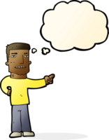 cartoon man pointing with thought bubble png