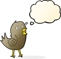 cartone animato twittando uccello con pensato bolla png