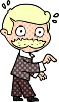 cartoon man with mustache making a point png