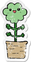 beunruhigter Aufkleber einer Cartoonblume png