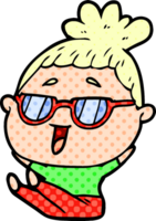 cartoon happy woman wearing spectacles png