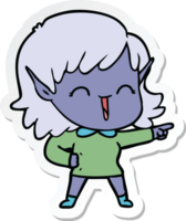 pegatina de una niña elfa de dibujos animados png