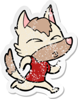 distressed sticker of a cartoon wolf running png