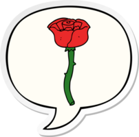 desenho animado flor com discurso bolha adesivo png