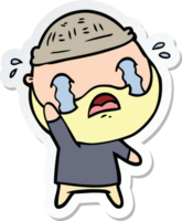 sticker of a cartoon bearded man crying waving goodbye png