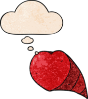 dibujos animados amor corazón símbolo con pensamiento burbuja en grunge textura estilo png