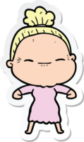 sticker of a cartoon peaceful old woman png