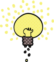 comic book style cartoon shining light bulb png