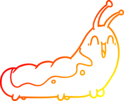 warm gradient line drawing of a funny cartoon caterpillar png